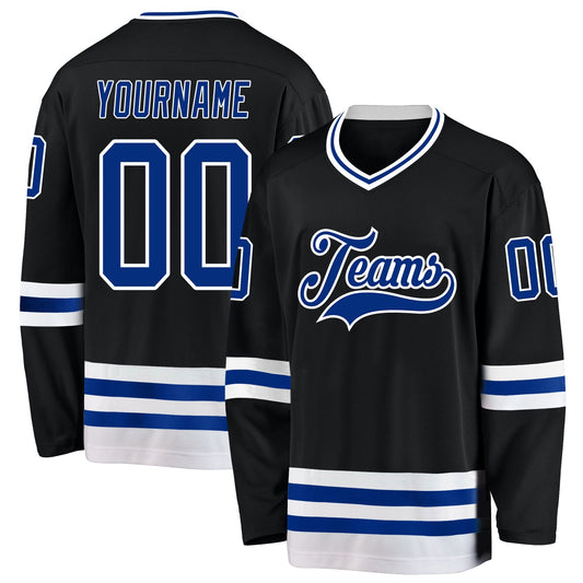 Custom Black Royal-White Hockey Jersey - Sky-Custom