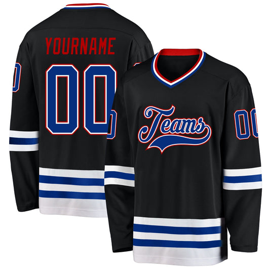 Custom Black Royal-Red Hockey Jersey - Sky-Custom
