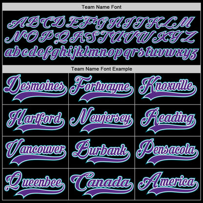 Custom Black Teal-Purple Hockey Jersey - Sky-Custom