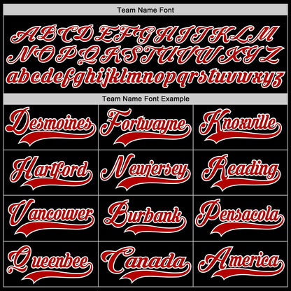 Custom Black Red-White Hockey Jersey - Sky-Custom