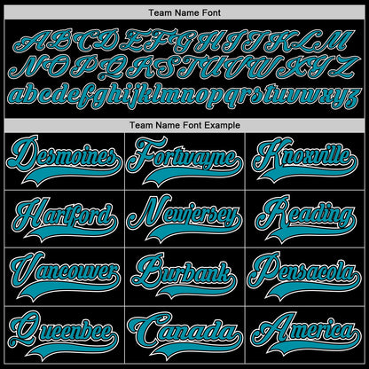 Custom Black Teal-White Hockey Jersey - Sky-Custom