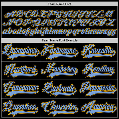 Custom Black Light Blue-Gold Hockey Jersey - Sky-Custom