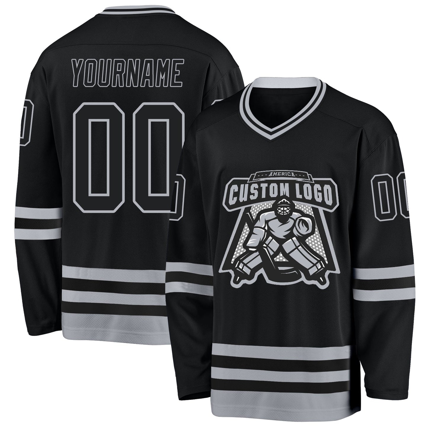 Custom Black Gray Hockey Jersey - Sky-Custom