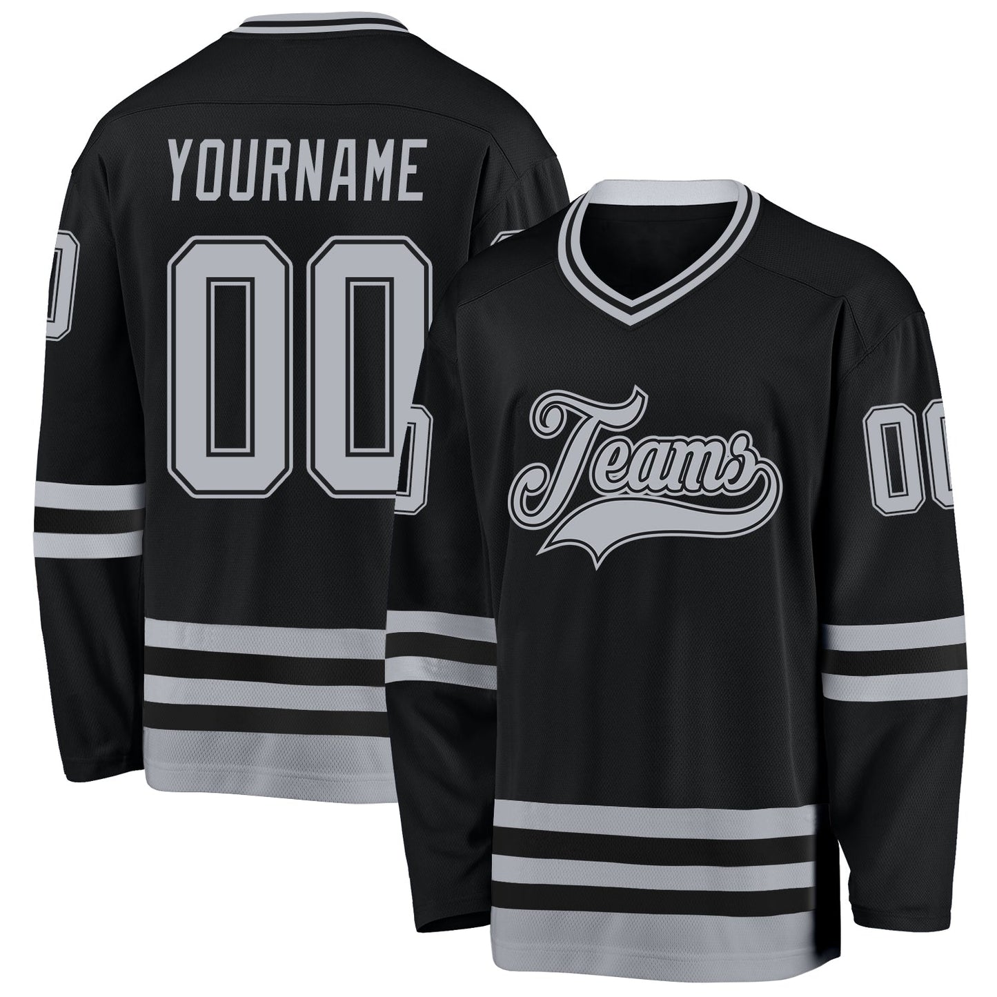 Custom Black Gray Hockey Jersey - Sky-Custom