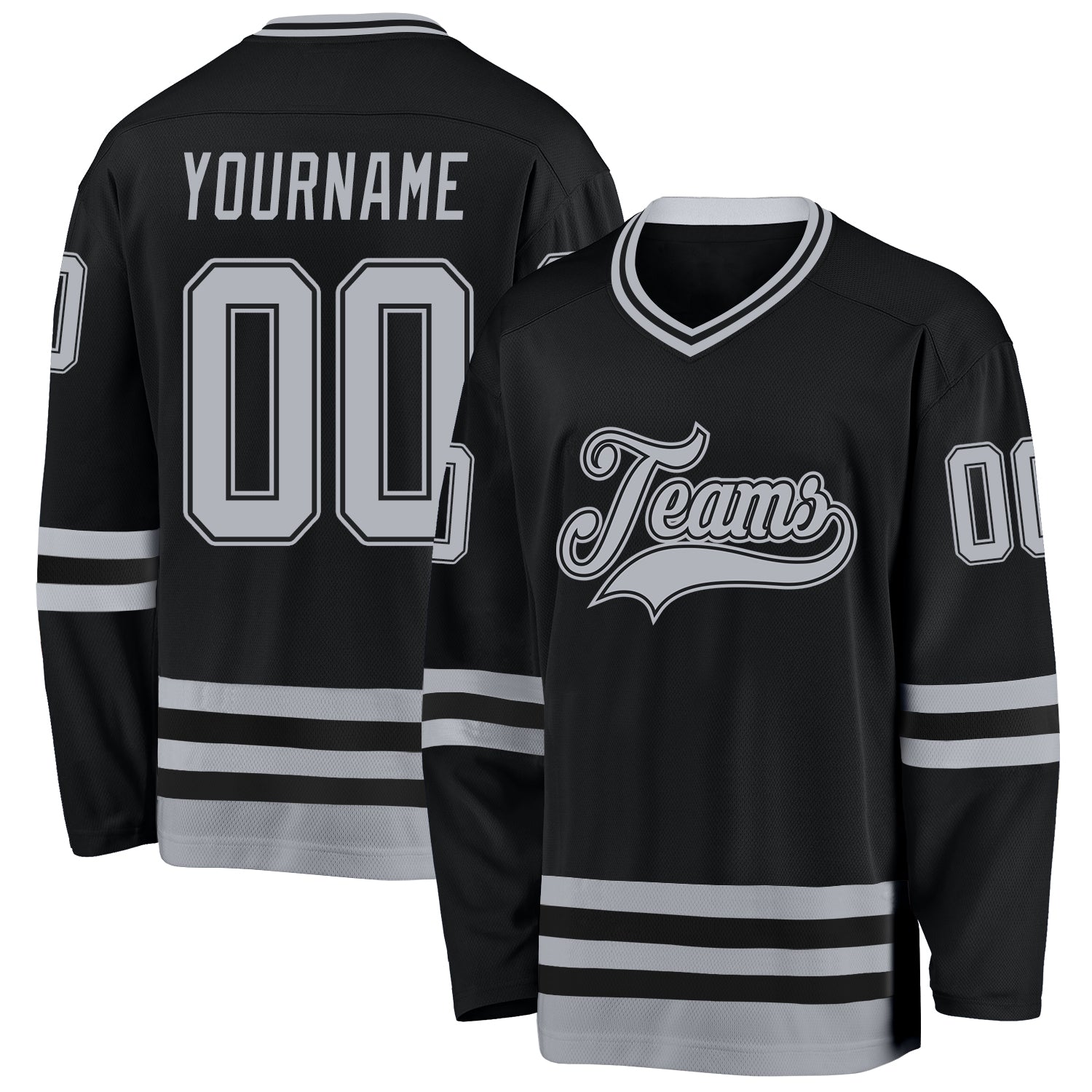 Custom Black Gray Hockey Jersey - Sky-Custom