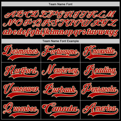 Custom Black Red-Cream Hockey Jersey - Sky-Custom
