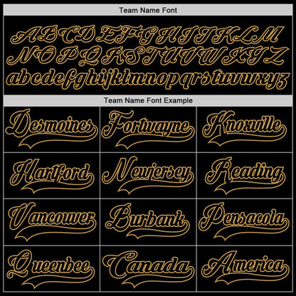 Custom Black Old Gold Hockey Jersey - Sky-Custom
