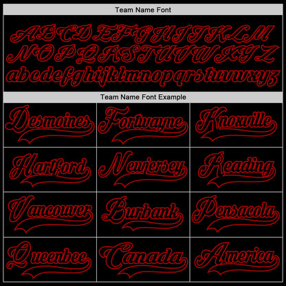 Custom Black Red Hockey Jersey - Sky-Custom