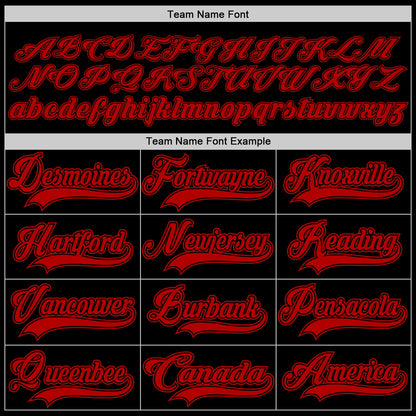Custom Black Red Hockey Jersey - Sky-Custom