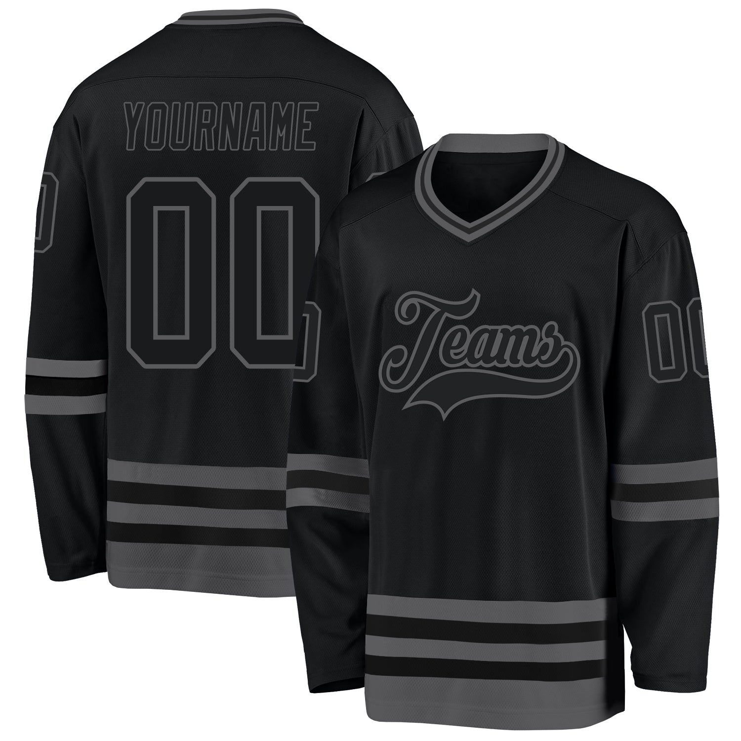 Custom Black Steel Gray Hockey Jersey - Sky-Custom