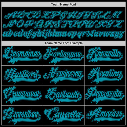 Custom Black Teal Hockey Jersey - Sky-Custom