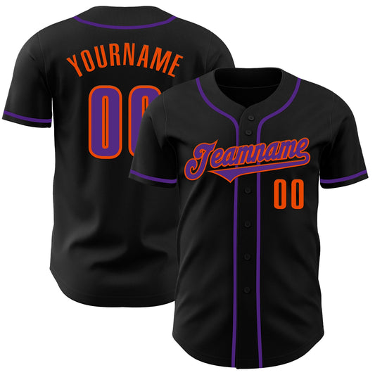 Custom Black Purple-Orange Authentic Baseball Jersey - Sky-Custom