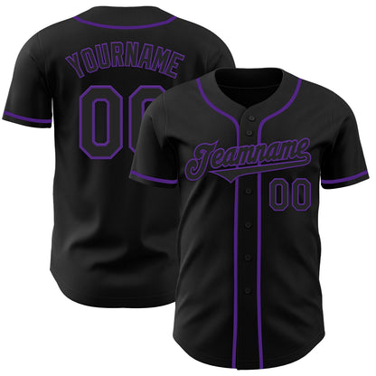Custom Black Purple Authentic Baseball Jersey - Sky-Custom