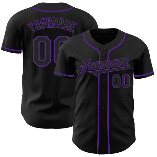 Custom Black Purple Authentic Baseball Jersey - Sky-Custom