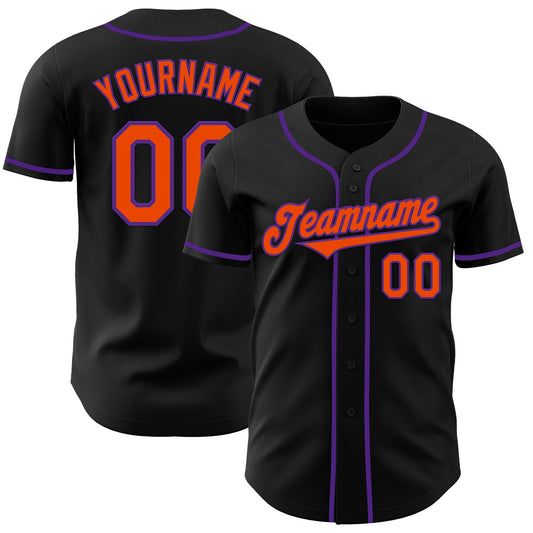 Custom Black Orange-Purple Authentic Baseball Jersey - Sky-Custom