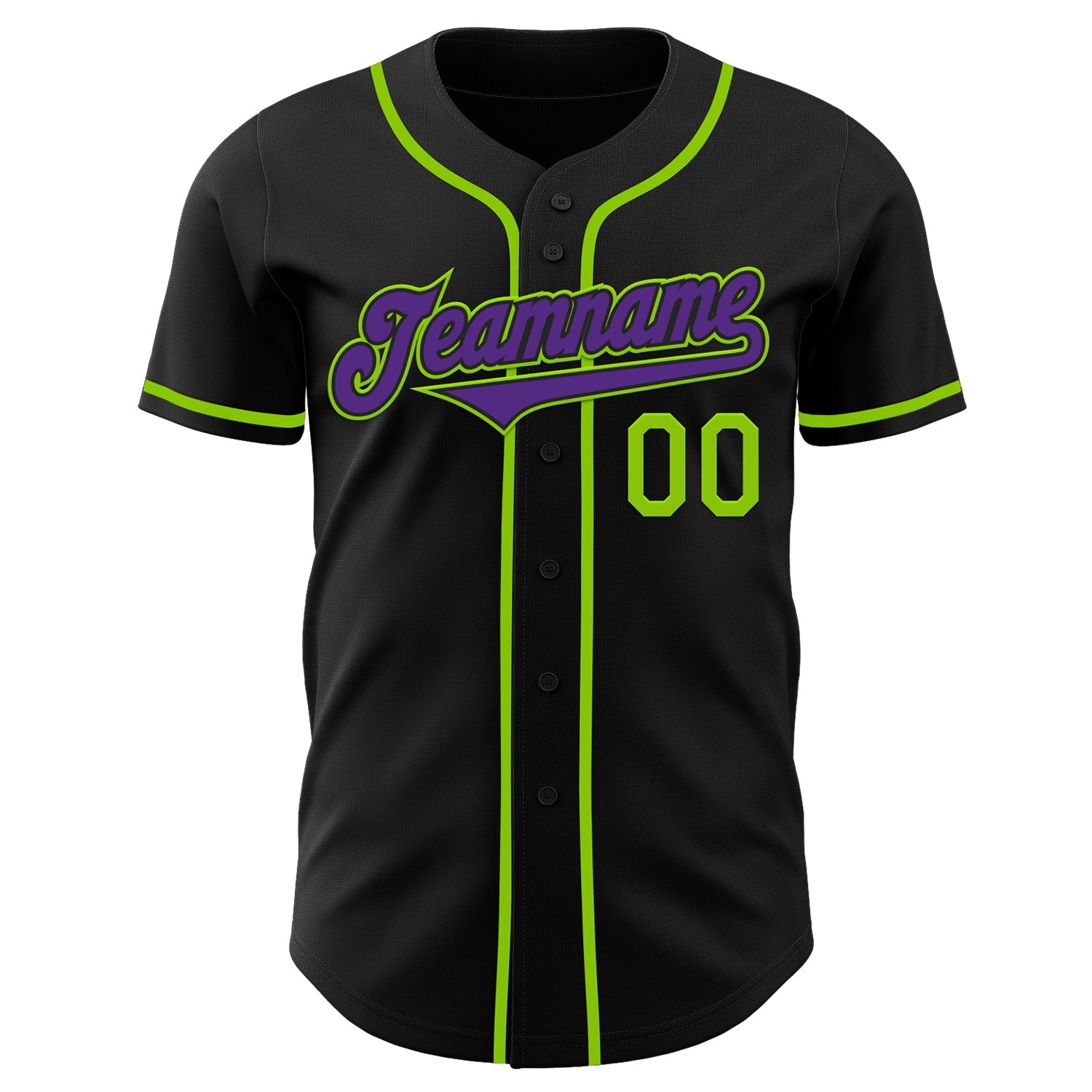 Custom Black Purple-Neon Green Authentic Baseball Jersey - Sky-Custom