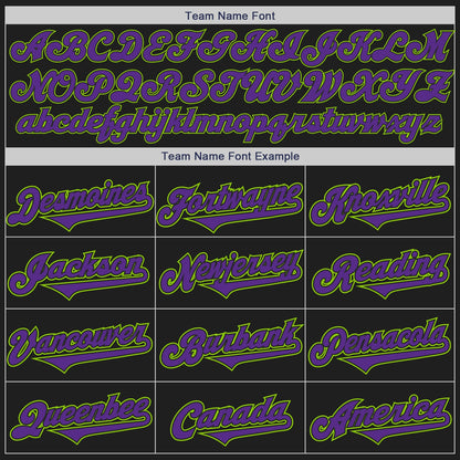 Custom Black Purple-Neon Green Authentic Baseball Jersey - Sky-Custom