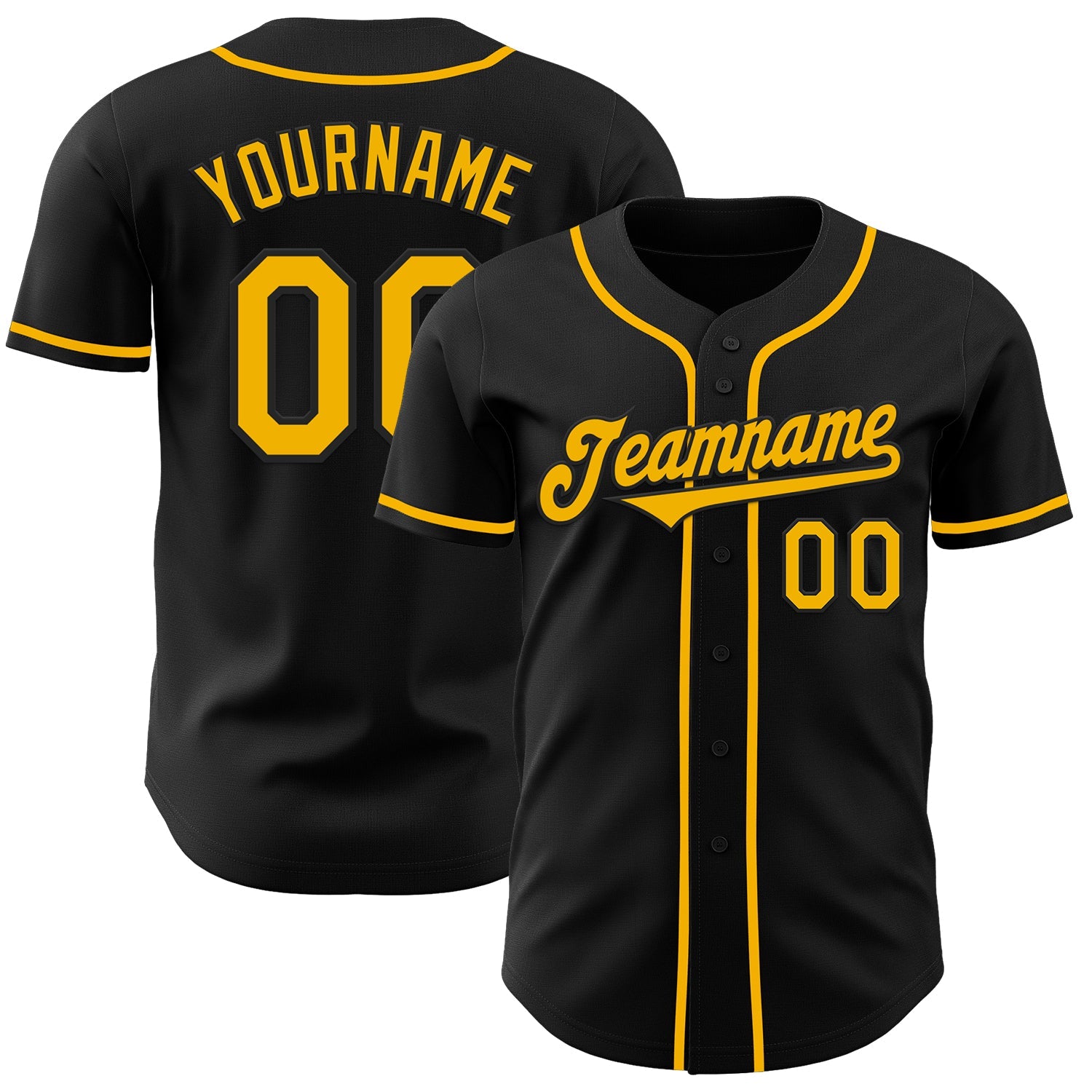 Custom Black Gold Authentic Baseball Jersey - Sky-Custom