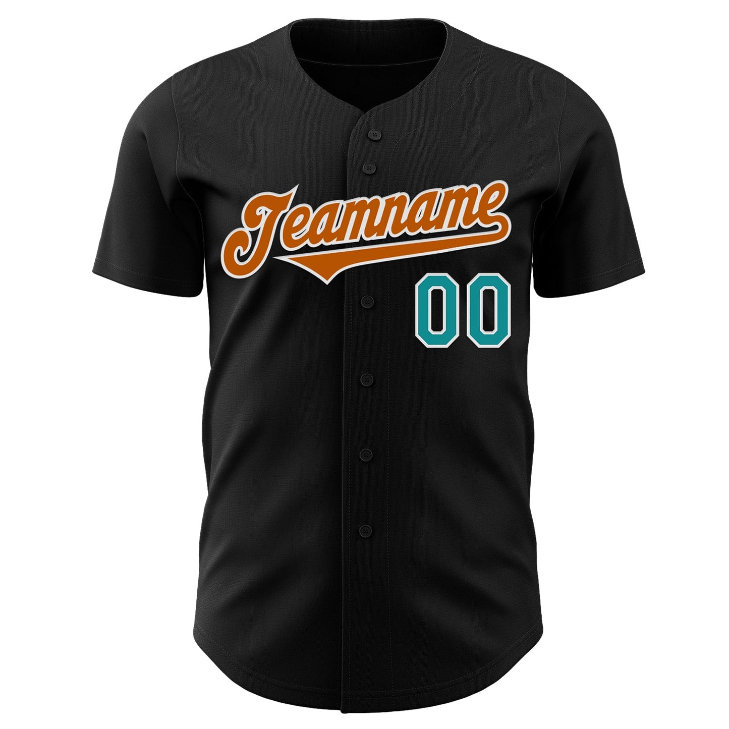 Custom Black Teal-Texas Orange Authentic Baseball Jersey - Sky-Custom