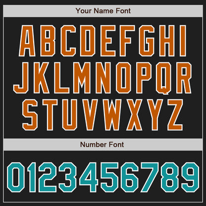 Custom Black Teal-Texas Orange Authentic Baseball Jersey - Sky-Custom
