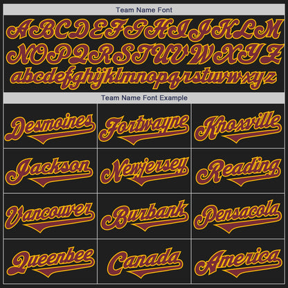 Custom Black Gold-Burgundy Authentic Baseball Jersey - Sky-Custom