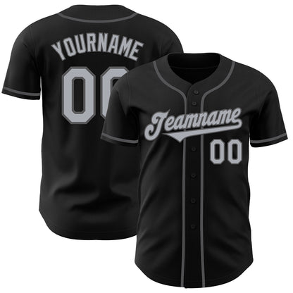 Custom Black Gray-Steel Gray Authentic Baseball Jersey - Sky-Custom