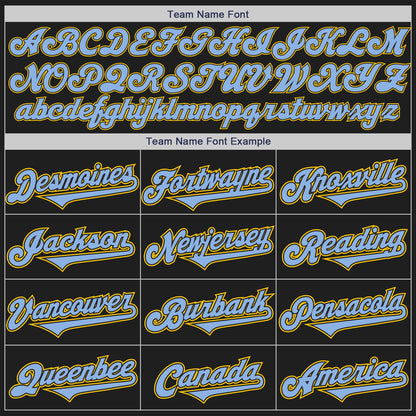 Custom Black Light Blue-Yellow Authentic Baseball Jersey - Sky-Custom
