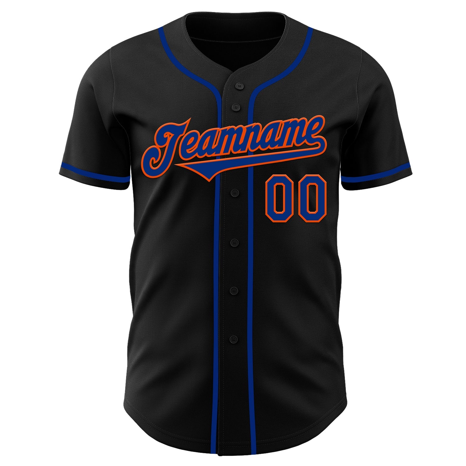 Custom Black Royal-Orange Authentic Baseball Jersey - Sky-Custom