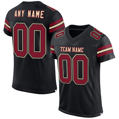 Custom Black Crimson-Cream Mesh Authentic Football Jersey - Sky-Custom