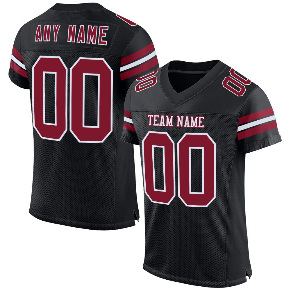 Custom Black Crimson-White Mesh Authentic Football Jersey - Sky-Custom