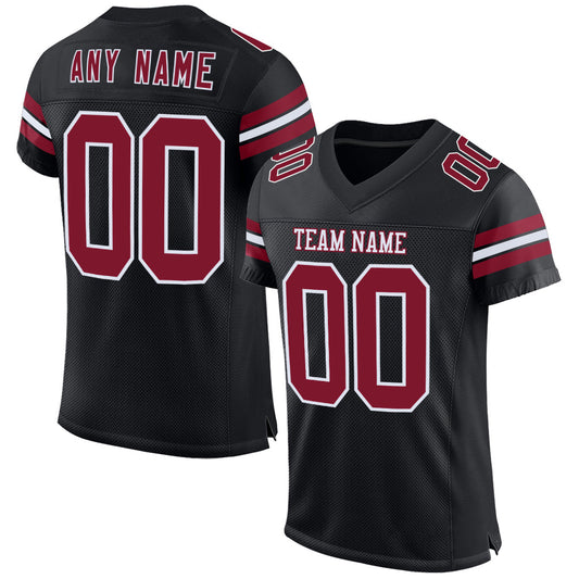 Custom Black Crimson-White Mesh Authentic Football Jersey - Sky-Custom