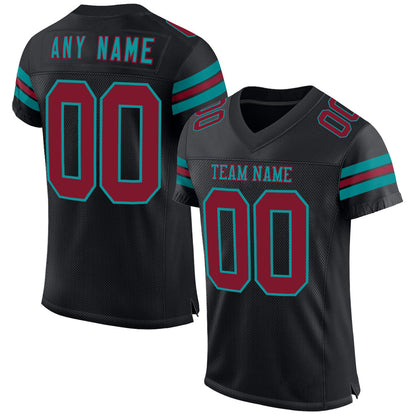 Custom Black Crimson-Teal Mesh Authentic Football Jersey - Sky-Custom