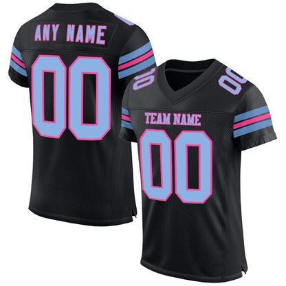 Custom Black Light Blue-Pink Mesh Authentic Football Jersey - Sky-Custom