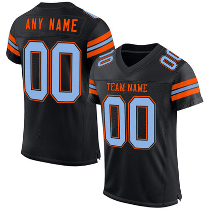 Custom Black Light Blue-Orange Mesh Authentic Football Jersey - Sky-Custom