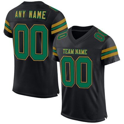 Custom Black Kelly Green-Old Gold Mesh Authentic Football Jersey - Sky-Custom