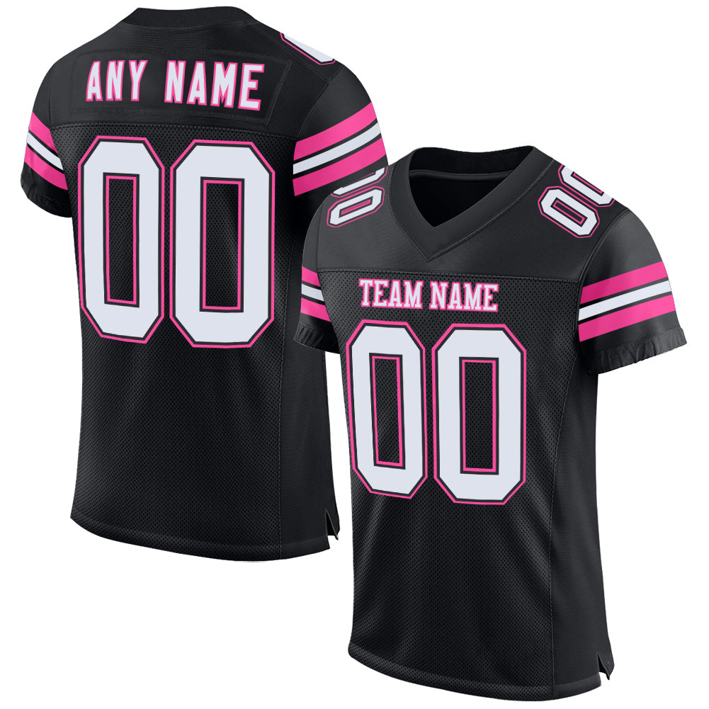 Custom Black White-Pink Mesh Authentic Football Jersey - Sky-Custom