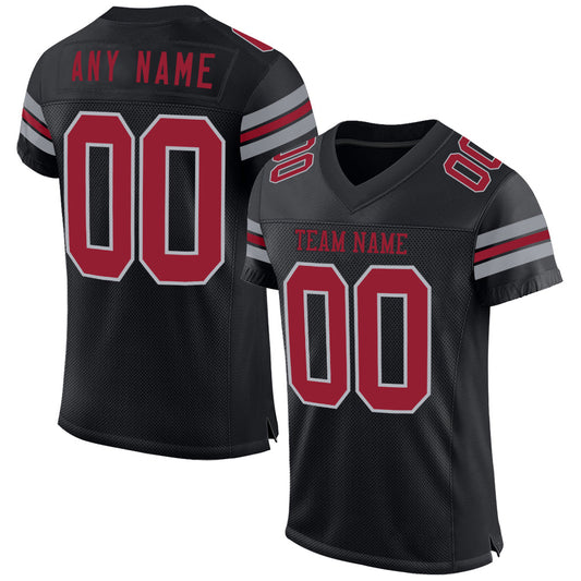 Custom Black Cardinal-Gray Mesh Authentic Football Jersey - Sky-Custom
