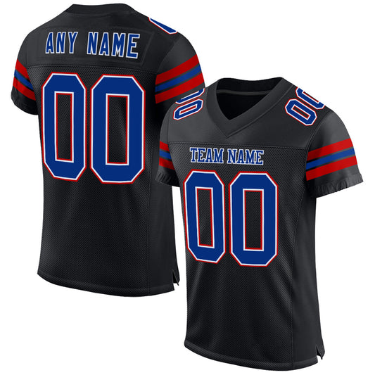 Custom Black Royal-Red Mesh Authentic Football Jersey - Sky-Custom