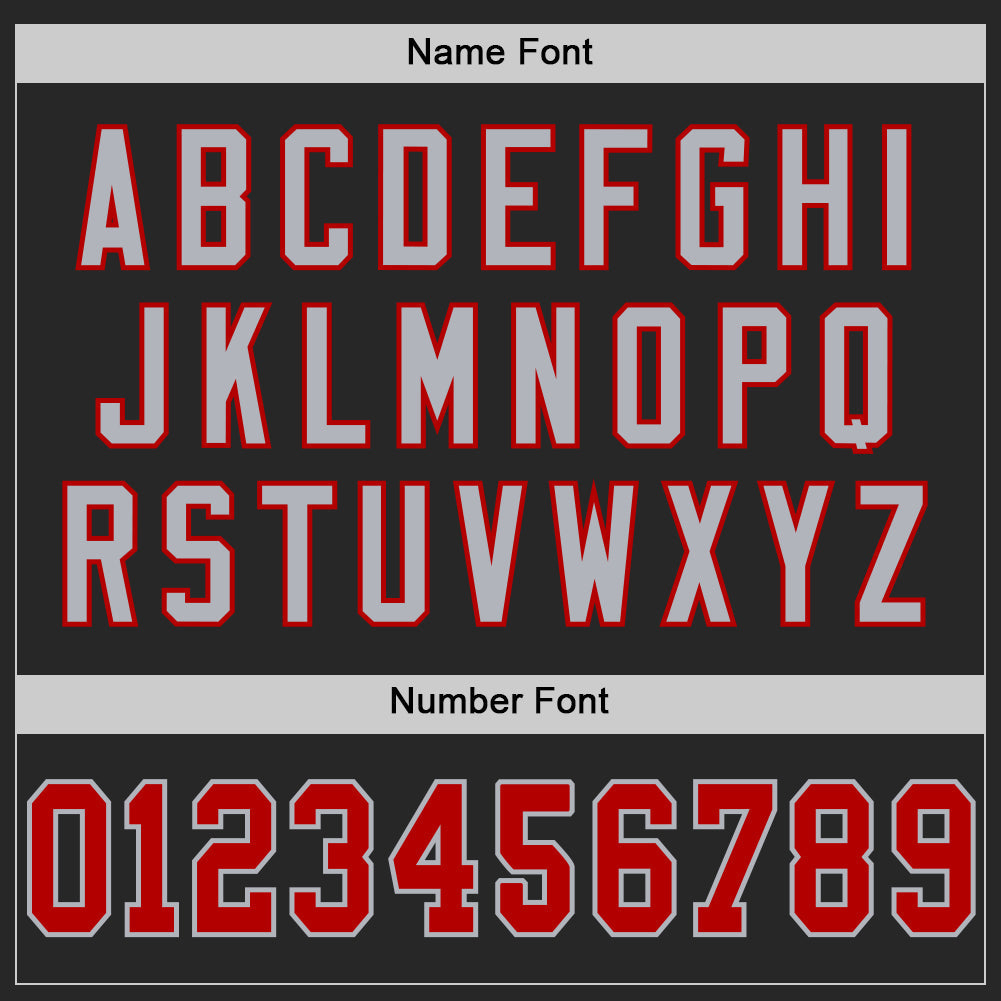 Custom Black Red-Gray Mesh Authentic Football Jersey - Sky-Custom