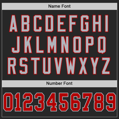 Custom Black Red-Gray Mesh Authentic Football Jersey - Sky-Custom