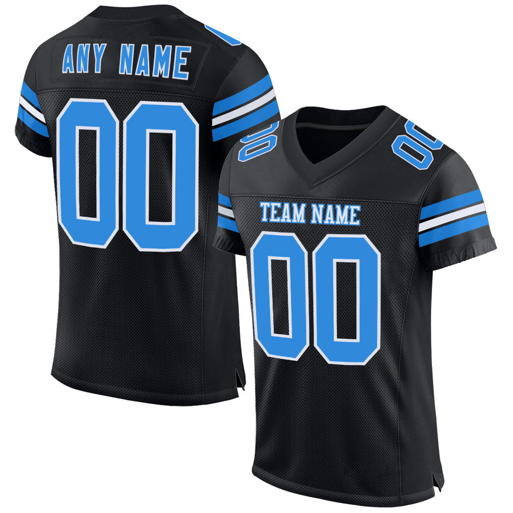 Custom Black Powder Blue-White Mesh Authentic Football Jersey - Sky-Custom