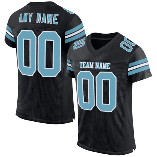 Custom Black Shadow Blue-White Mesh Authentic Football Jersey - Sky-Custom