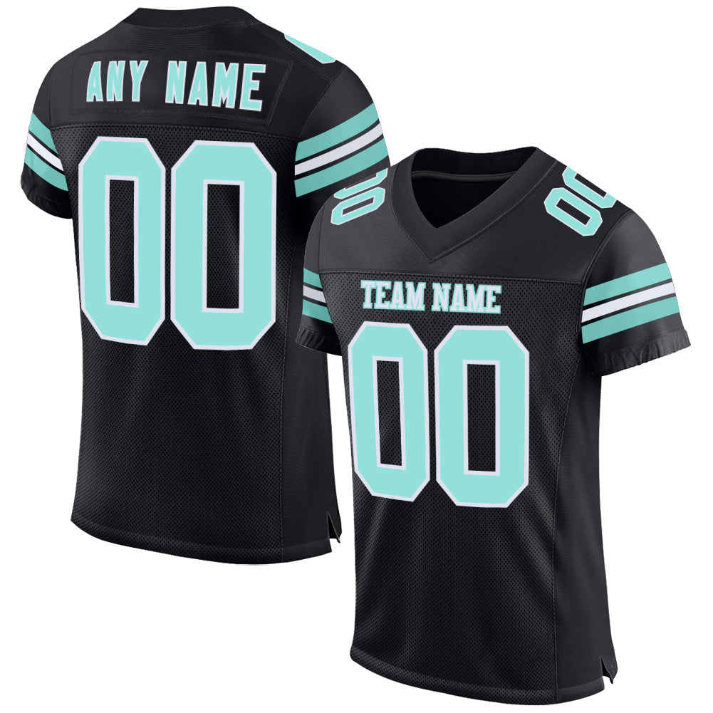 Custom Black Ice Blue-White Mesh Authentic Football Jersey - Sky-Custom