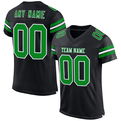 Custom Black Grass Green-White Mesh Authentic Football Jersey - Sky-Custom
