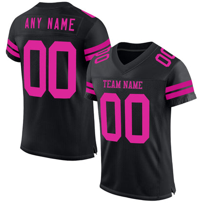 Custom Black Deep Pink Mesh Authentic Football Jersey - Sky-Custom