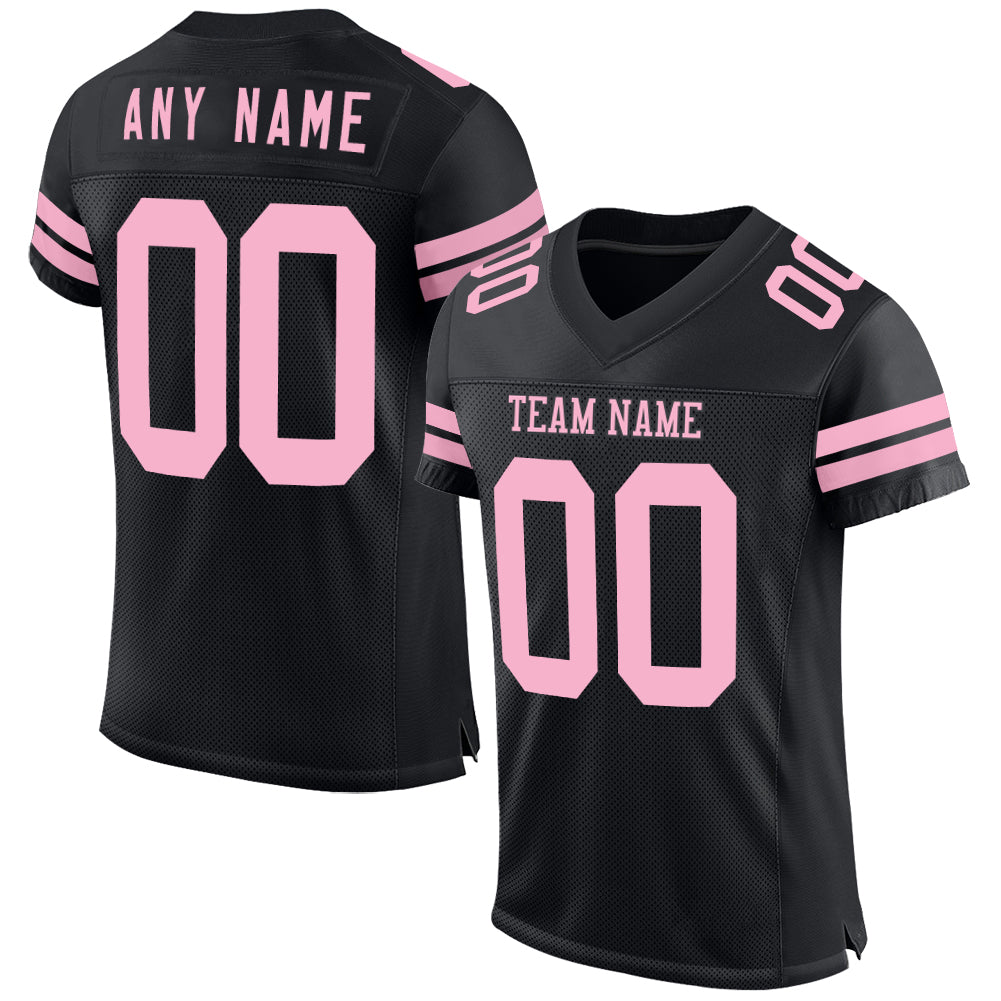 Custom Black Light Pink Mesh Authentic Football Jersey - Sky-Custom