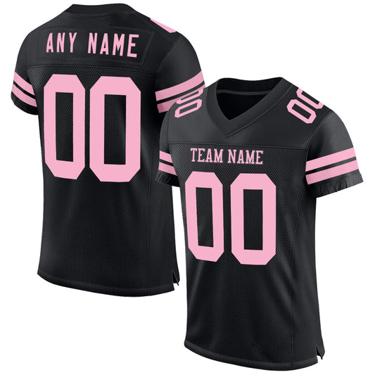 Custom Black Light Pink Mesh Authentic Football Jersey - Sky-Custom
