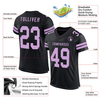 Custom Black Light Purple Mesh Authentic Football Jersey - Sky-Custom