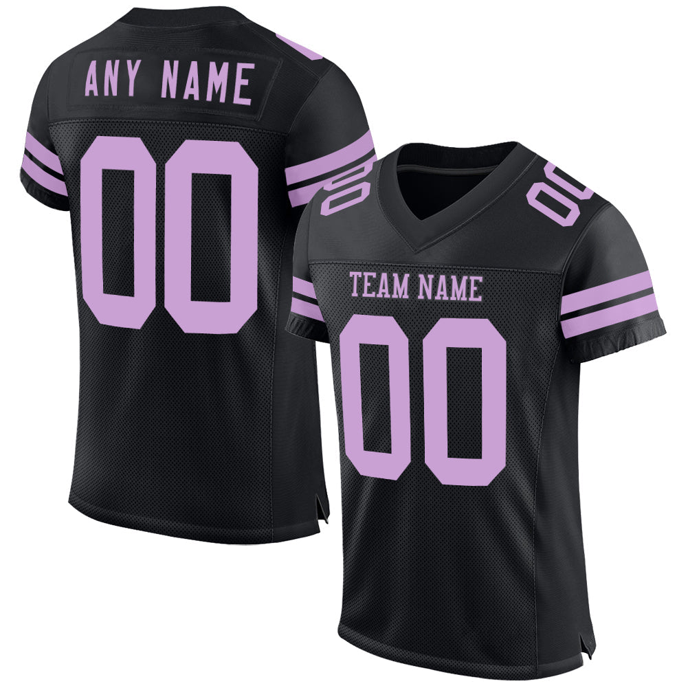 Custom Black Light Purple Mesh Authentic Football Jersey - Sky-Custom