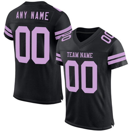 Custom Black Light Purple Mesh Authentic Football Jersey - Sky-Custom